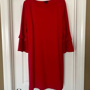 Ann Taylor red, knee length dress with bell sleeves- size XL